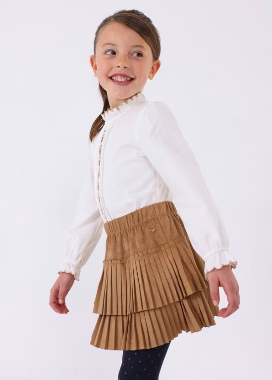 4903 - Faux Suede Pleated Skirt