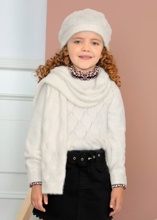 05852 - Shiny Openwork Faux Fur Sweater Girl