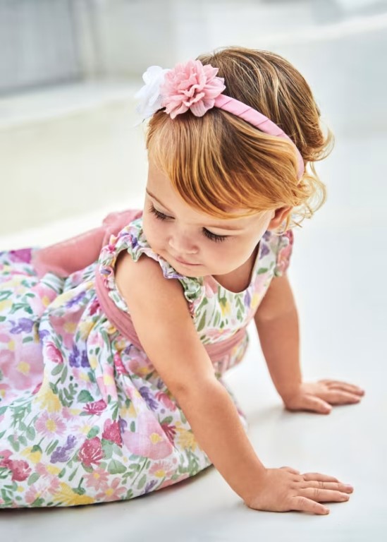 01902 - Baby floral dress with tulle sash