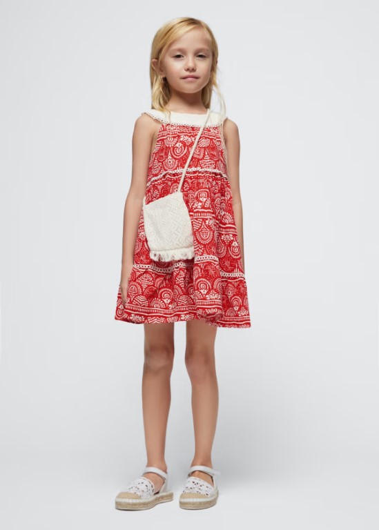 03935 - Girls dress with guipure purse