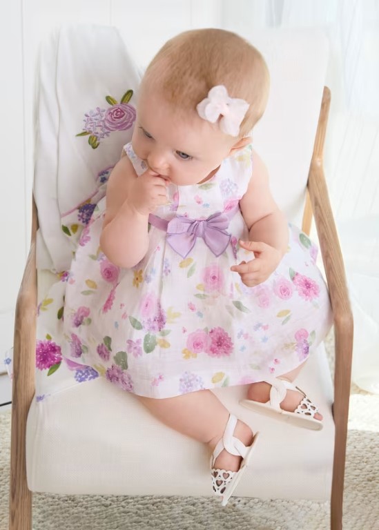 01819 - Newborn floral linen dress