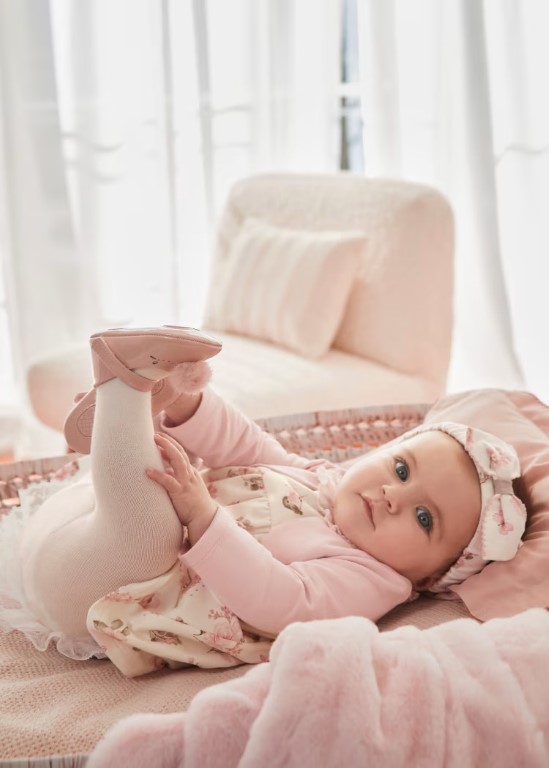 2884-Newborn Girl Dress with Faux Cardigan
