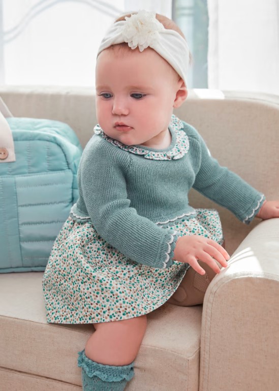 2886-Newborn Combined Knit Dress