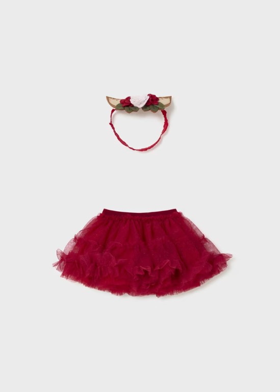 2803-Newborn Girl Tulle Skirt with Ear Headband