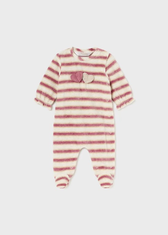 2780-Newborn Striped Velour One-Piece